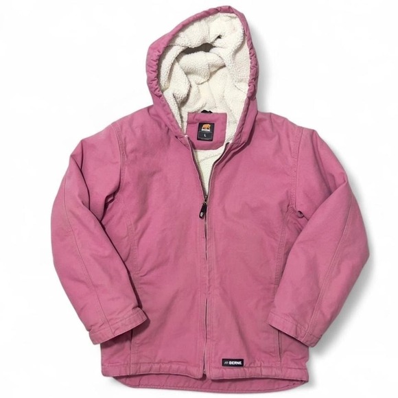 Berne Jackets & Blazers - Berne Pink Barn Chore‎ Jacket Womens Coat Size S Sherpa Lined Cotton Canvas